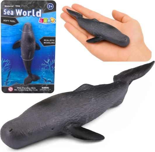Realistisk gummifigur af en hval 18 cm
