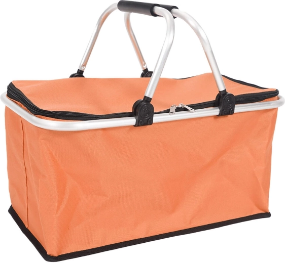 Sammenklappelig indkøbskurv 46 × 27 × 23 cm, aluminium og polyester, orange