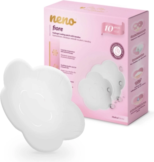 Neno Fiore hydrogelbrystindlæg med kølende effekt og lanolin til irriterede brystvorter – 10 stk.