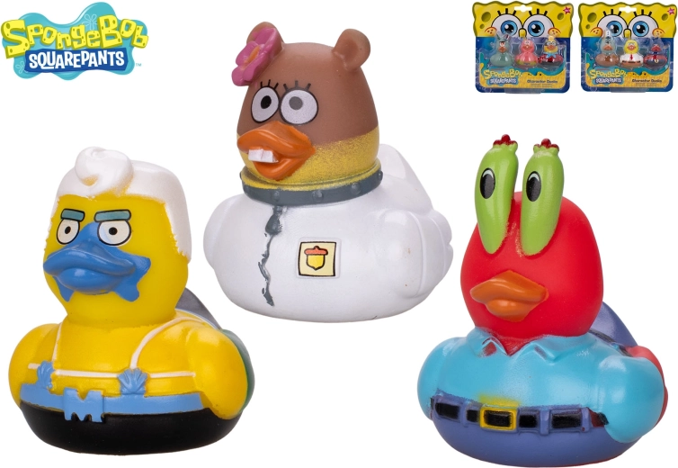 Badesæt – ænder SPONGEBOB, Sandy og Squidward (3 stk.)