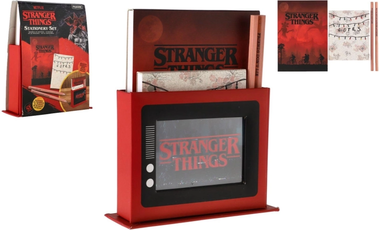 Skrivesæt med Stranger Things-stativ og notesblokke