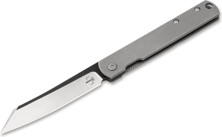 Böker Plus Zenshin foldekniv 7,5 cm Stonewash i rustfrit stål med clip