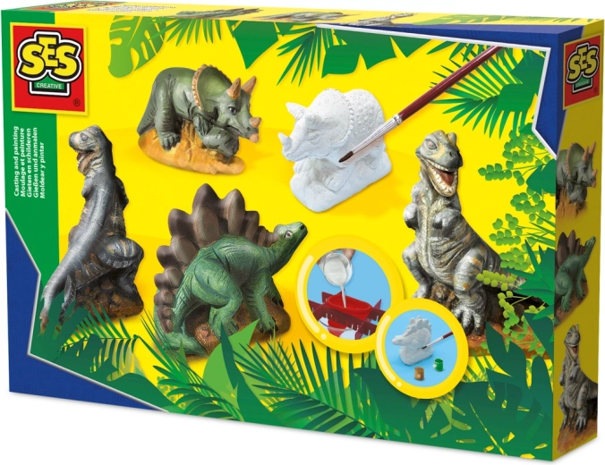 Gips-tredobbelt sæt med dinosaurer