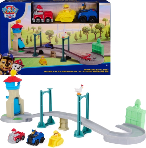 Spin Master PAW Patrol legesæt Adventure Bay med bro, 3 køretøjer og Chickaletta-figur