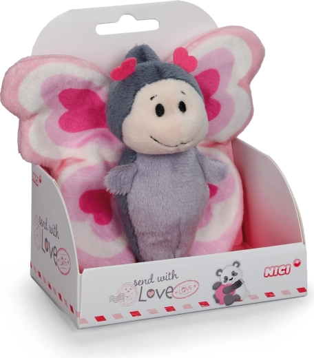 Nici plysbamse-sommerfugl Love i gaveæske 10 cm