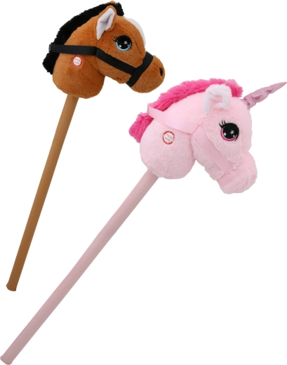 Plys hobby horse hest eller enhjørning med lyde på batteri - 1 stk.