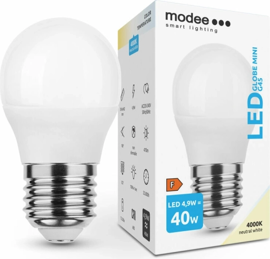 LED pære Modee Globe Mini G45 4,9 W E27, 470 lm, neutral hvid