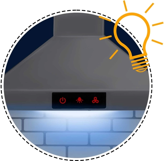 Lysende emhætte med betjeningspanel