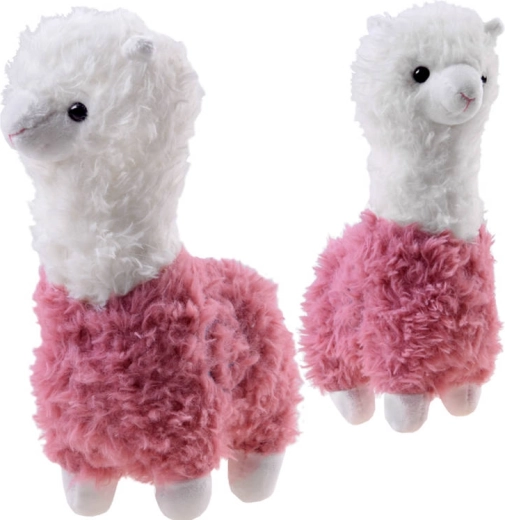 Plys-alpaka – blød lama 28 cm – Lyserød