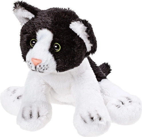 Plysset kat sort-hvid 15 cm