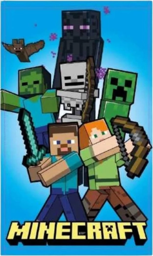 Børnehåndklæde Minecraft 30 × 50 cm med Steve, Alex, Creeper og Enderman