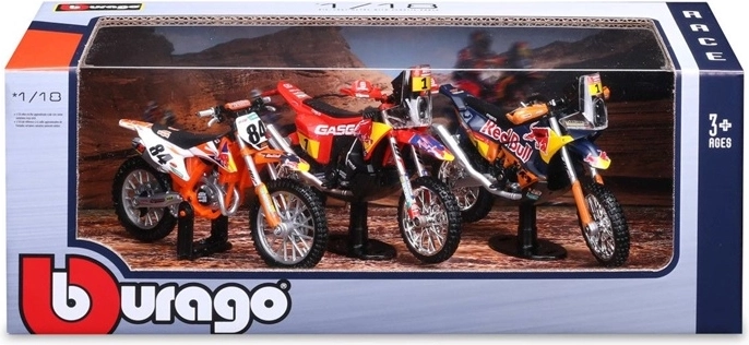 Sæt med KTM Red Bull-motorcykelmodeller i skala 1:18