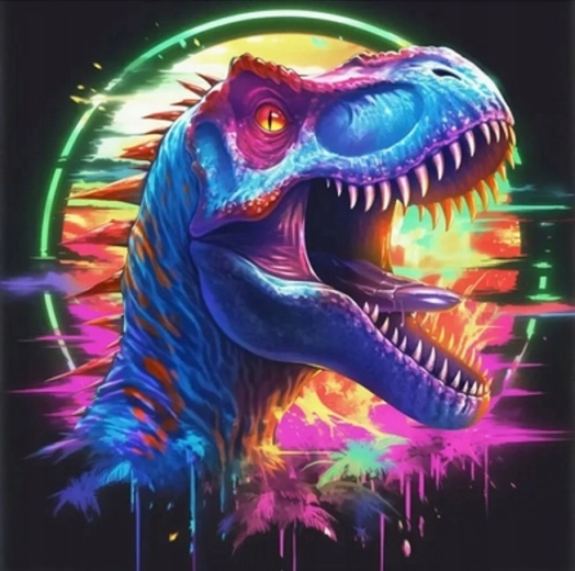 Norimpex diamantmaling neon T-Rex 30 × 40 cm - 1 stk.