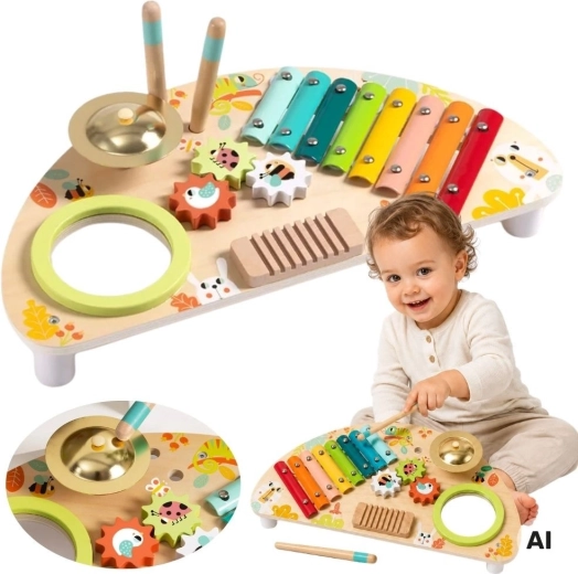 Tooky Toy multifunktionelt musikcenter i træ til børn