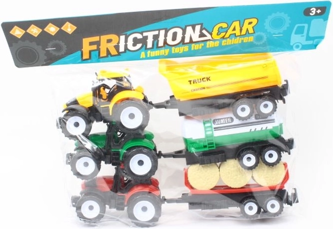 Traktor med trailer – sæt med 3 stk. i pose
