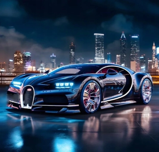 Norimpex diamantmaling sort Bugatti Chiron 30 × 40 cm
