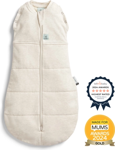 ErgoPouch Cocoon svøb og sovepose 2-i-1 Oatmeal Marle 2,5 TOG (6–12 måneder)