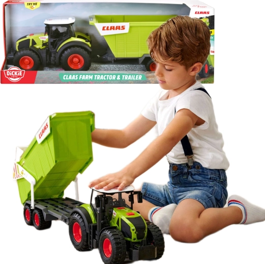 Interaktiv Claas-traktor med anhænger fra Dickie med lys og lyd