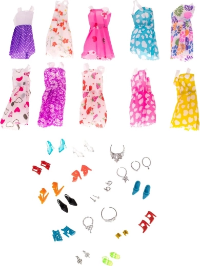 Sæt tøj og tilbehør til dukker - 43 dele