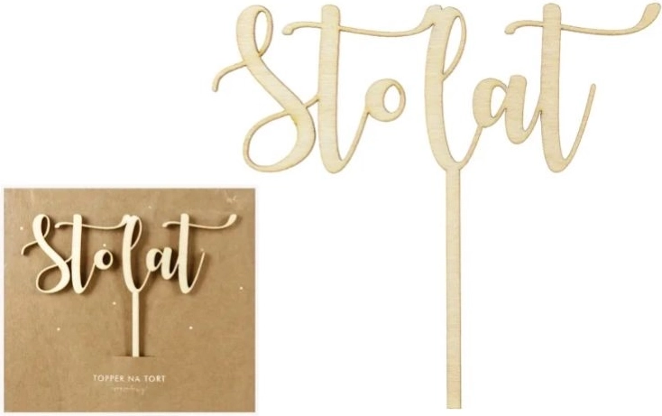 Trækagetopper „Sto lat“ 14 cm