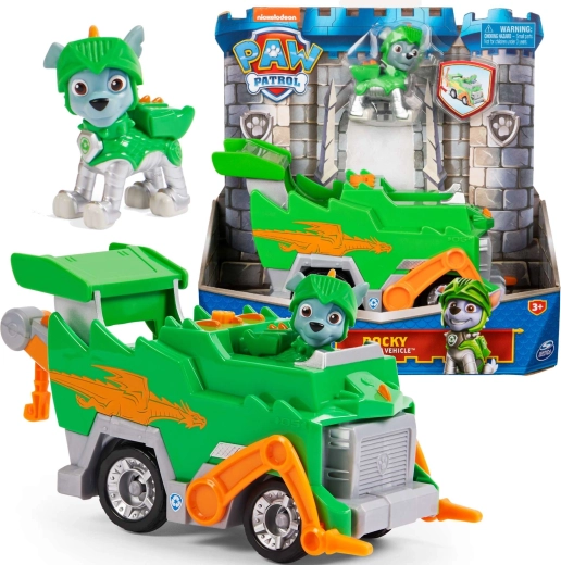 Paw Patrol Rescue Knights redningskøretøj Rocky med figur