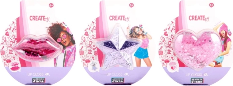 Lipgloss med konfetti create it! – hjerte, læber og stjerne