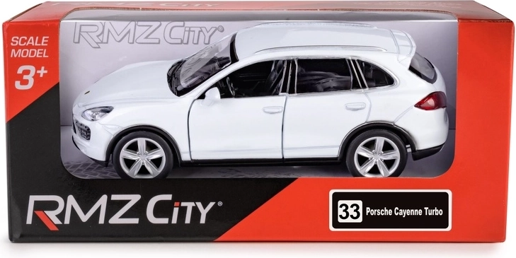 Metalmodel RMZ City Porsche Cayenne 1:32 hvid med pull-back drivning