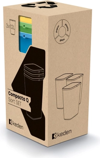 Sorteringsspande Compacta Q Sort sæt 3×12 l