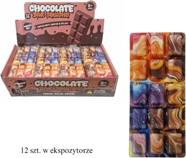Antistress-klemmebold i form af en chokoladetavle med rummønster