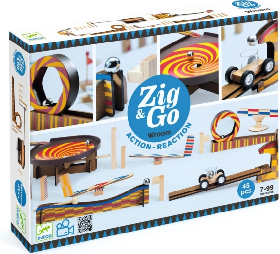 Djeco Zig & Go kuglebane i træ, 45 dele