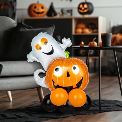 Halloween-ballondekoration med græskar