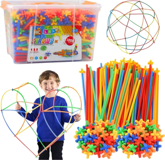 Konstruktionsbyggesæt sugerør STRAWS, 1000 dele i kuffert