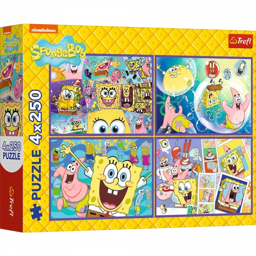 Puslespil 4x250 Skøre Verden med SvampeBob