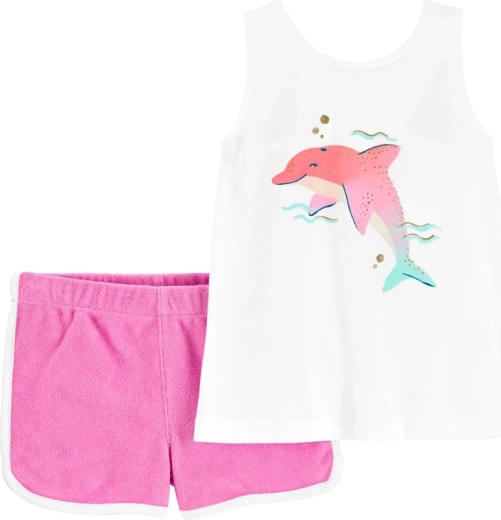 Carter’s todelt sæt med top og shorts Pink Dolphin til pige (9 mdr.)