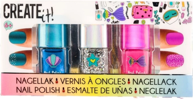 Create It! neglelak Mermaid – sæt med 3 farver med glimmer