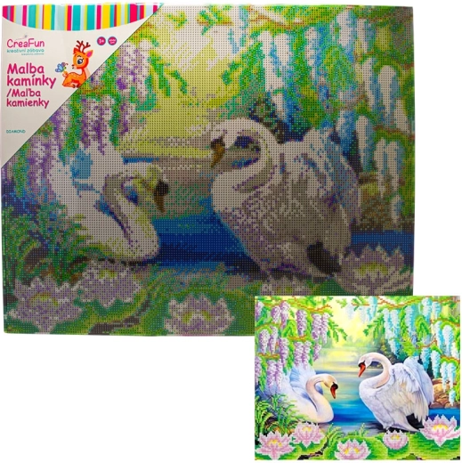 Diamantmaling – svaner 40 × 50 cm