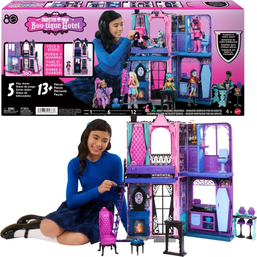 Monster High Boo-tique Hotel – uhyggeligt sammenklappeligt hoteldukkehus med møbler og tilbehør