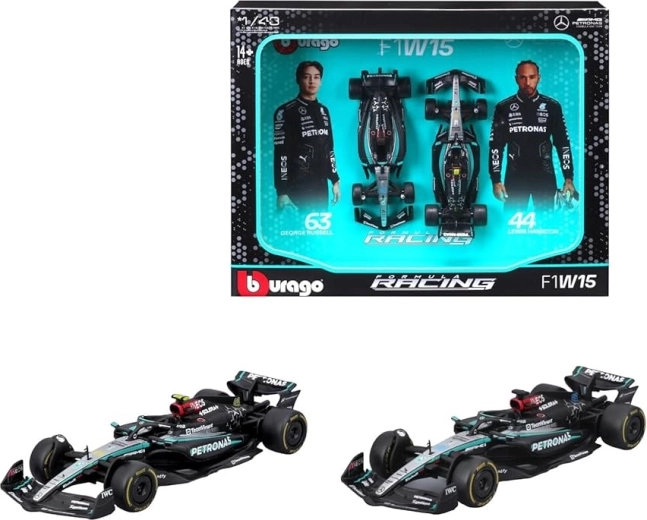 Bburago racersæt 1:43 MERCEDES-AMG F1 W15 – Lewis Hamilton og George Russell (2024)