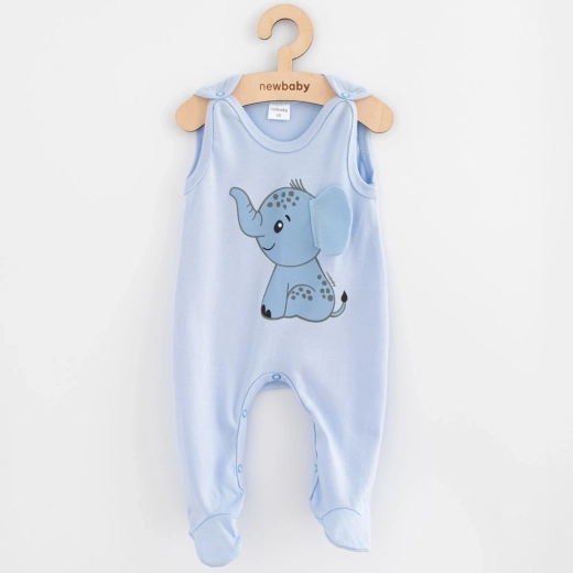 Baby bomuldsheldragt new baby happy elephant blå 56 (0–3 m)