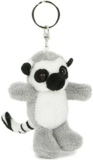 Plysset nøglering med katta-lemur 7 × 8 cm