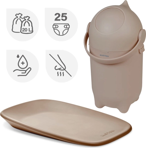 NATTOU Dropy blekurv og Softy puslepude taupe 50 × 70 cm