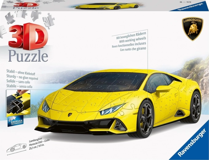 3D-puslespilsmodel Lamborghini Huracán Evo gul fra Ravensburger