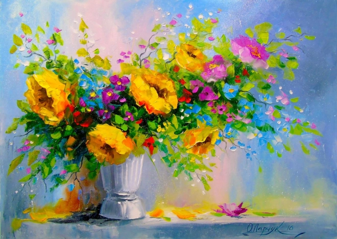 Puzzle ENJOY buket med gule blomster 1000 brikker