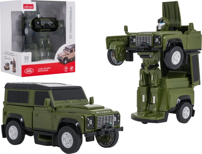 Transformerende bil og robot 2 i 1 Land Rover Defender RASTAR grøn
