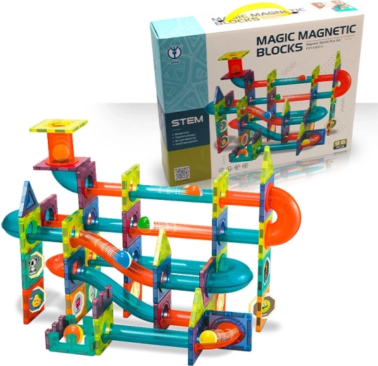 Magnetisk kuglebane – byggesæt 96 stk.