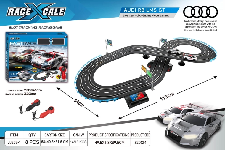 R/C Audi-racerbane 1:43, 113 × 54 cm