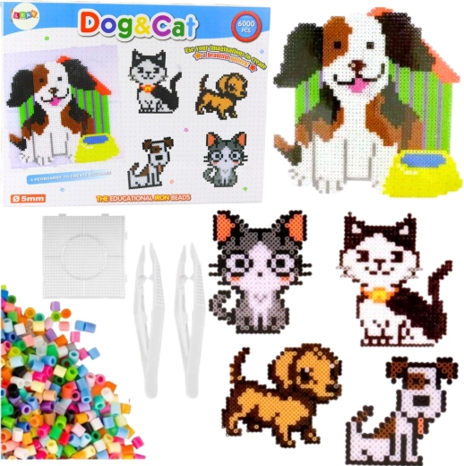 Kreativt sæt med strygeperler – hund og kat, 6000 dele