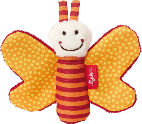 Sigikid første krammebamse sommerfugl med knitrelyd, orange