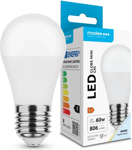 Modee LED pære Globe Mini G45 8,5 W E27 806 lm kold hvid