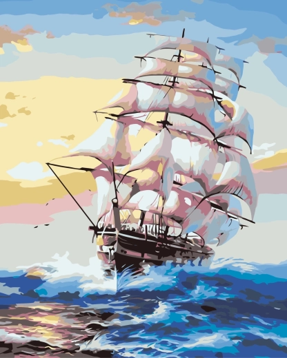 Norimpex mal efter tal Sejlbåd 40 × 50 cm